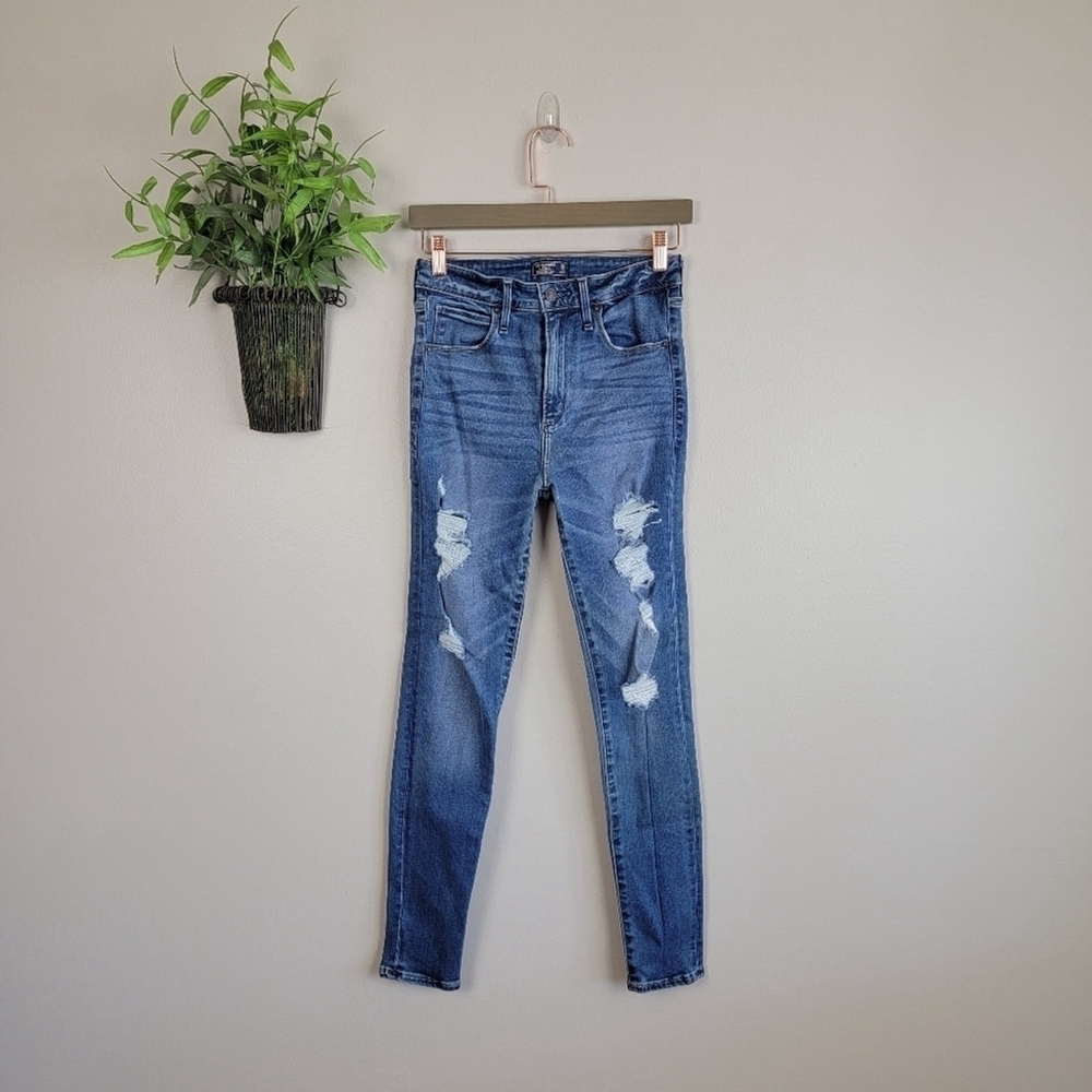 AF 2 Abercrombie & Fitch Super Skinny Jeans Simone High Rise Distressed Jegging